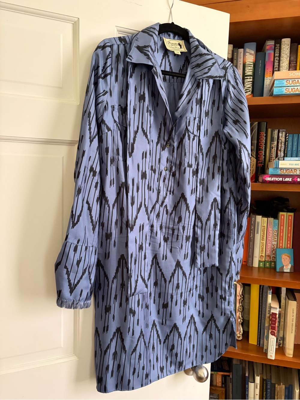 Irving and Fine silk Ikat dress with tie